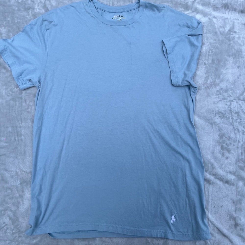 Polo Ralph Lauren Mens Classic Fit Light Blue Cotton Crewneck T-Shirt Large